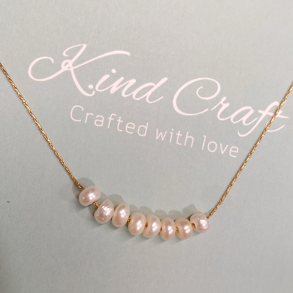 Vermeil Natural Pearl Necklace gold plated stainless steel - Picture 10 of 15